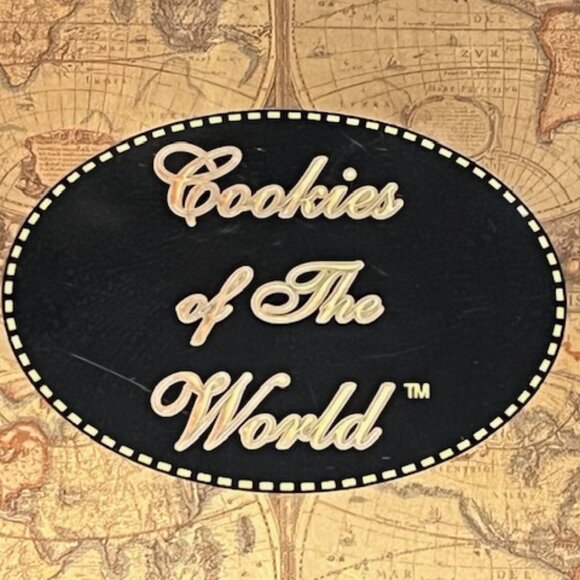 VTG Cookies of the World Maps Metal Oval Geographic Plate Tray Lid 14.2"x11.5" - Picture 3 of 9